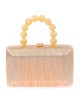 Bolso clutch de fiesta nácar detalle asa oro-claro