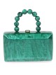 Bolso clutch de fiesta nácar detalle asa verde