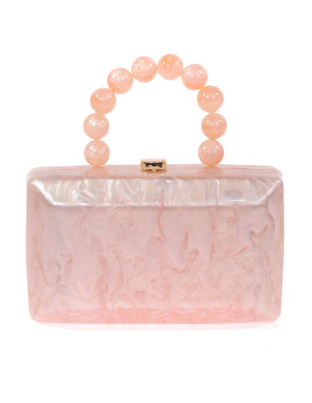 Bolso clutch de fiesta nácar detalle asa nude