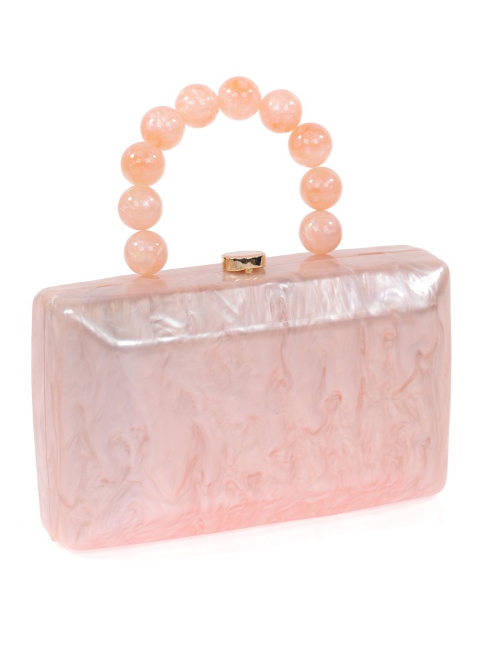 Bolso clutch de fiesta nácar detalle asa nude