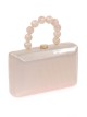 Bolso clutch de fiesta nácar detalle asa blanco-roto