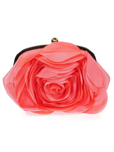 Bolso clutch de fiesta flor coral