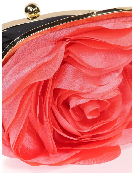 Bolso clutch de fiesta flor coral