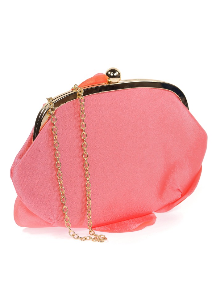 Bolso clutch de fiesta flor coral