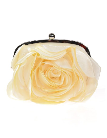Bolso clutch de fiesta flor beige