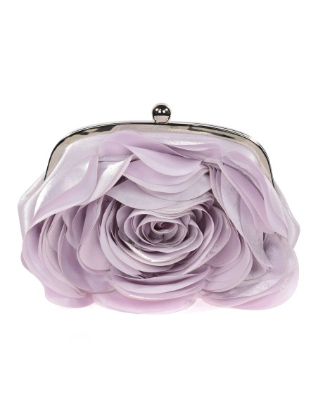 Bolso clutch de fiesta flor plata