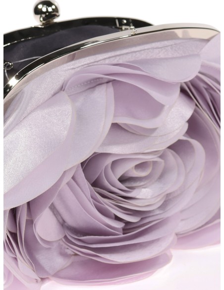Bolso clutch de fiesta flor plata