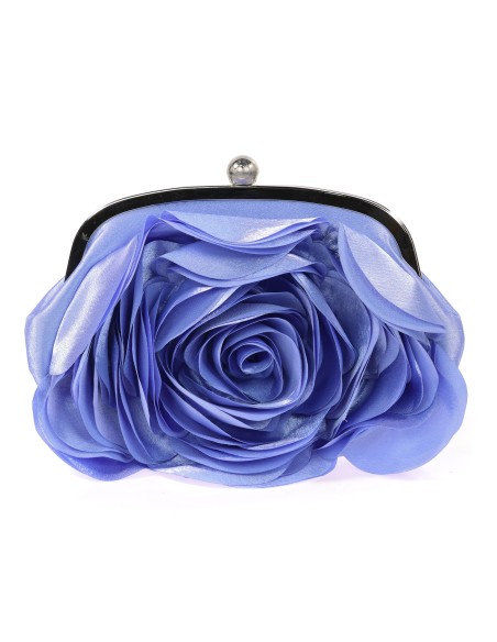 Bolso clutch de fiesta flor celeste