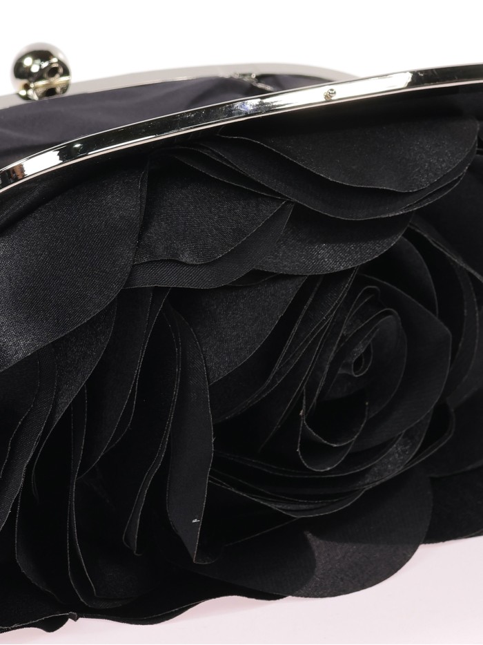 Bolso clutch de fiesta flor negro