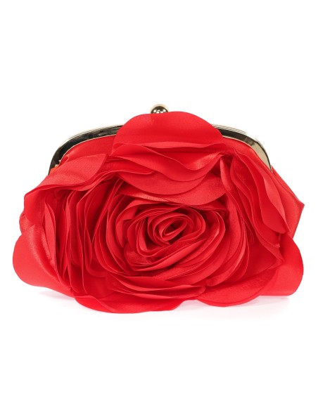 Bolso clutch de fiesta flor rojo
