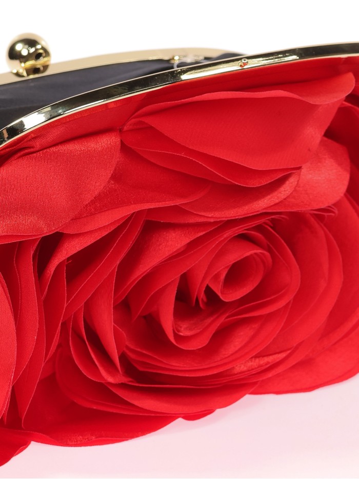 Bolso clutch de fiesta flor rojo