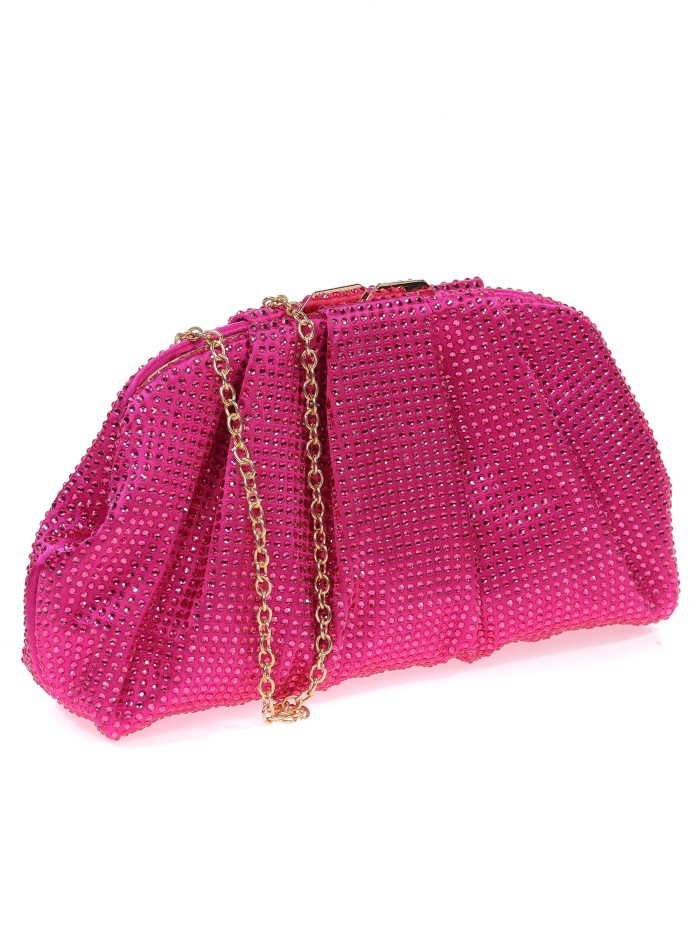 Cartera de fiesta pedrería fucsia