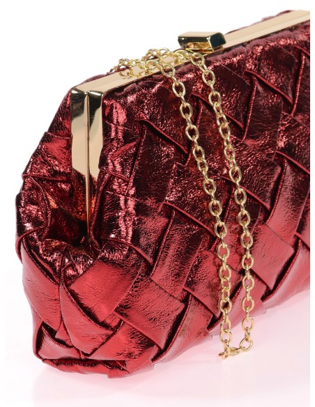 Bolso clutch de fiesta polipiel trenzado granate