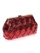 Bolso clutch de fiesta polipiel trenzado granate