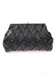 Bolso clutch de fiesta polipiel trenzado negro