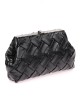 Bolso clutch de fiesta polipiel trenzado negro