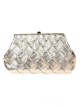 Bolso clutch de fiesta polipiel trenzado oro-claro
