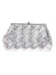Bolso clutch de fiesta polipiel trenzado plata