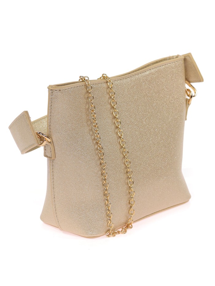 Mini saca de fiesta metalizada oro-claro