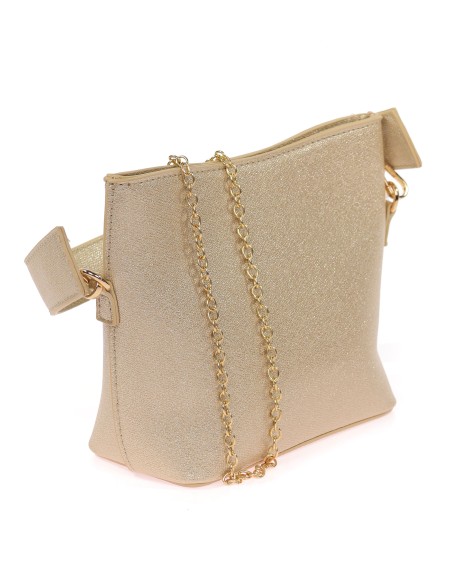 Mini saca de fiesta metalizada oro-claro
