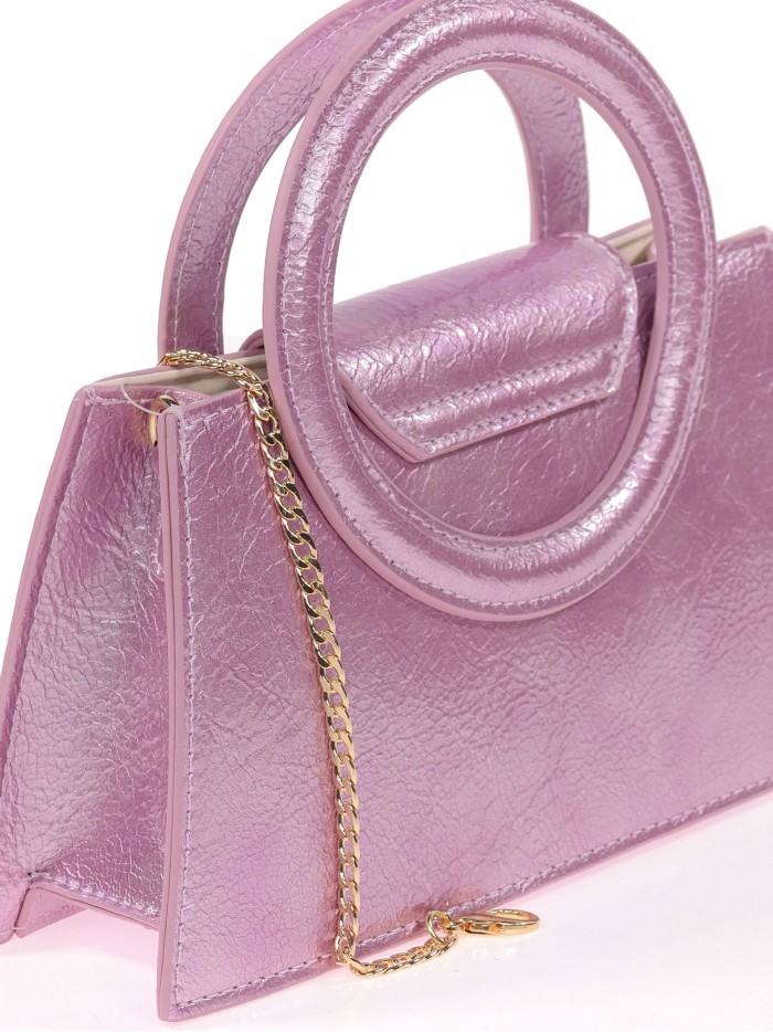 Mini bolso tote de fiesta acharolado rosa-morado
