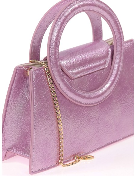 Mini bolso tote de fiesta acharolado rosa-morado