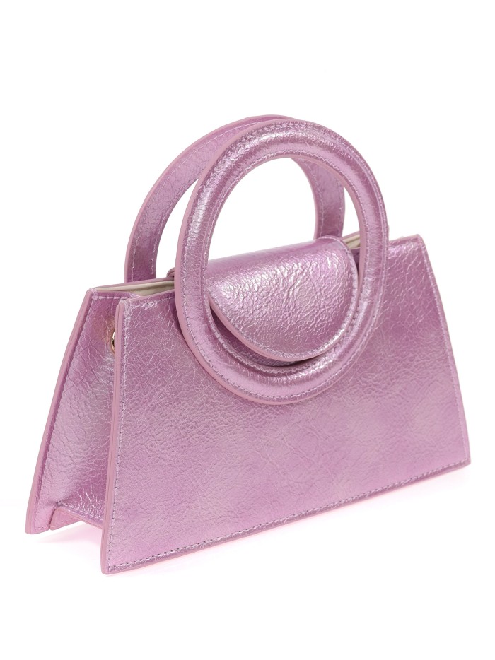 Mini bolso tote de fiesta acharolado rosa-morado