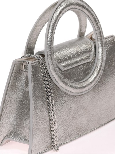 Mini bolso tote de fiesta acharolado plata 2