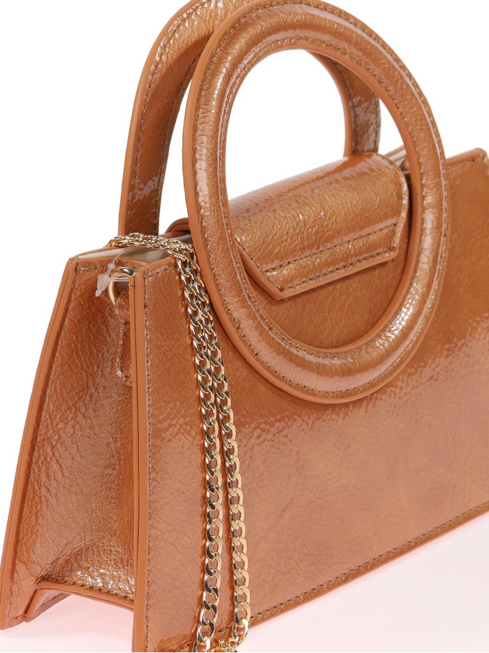 Mini bolso tote de fiesta acharolado cuero