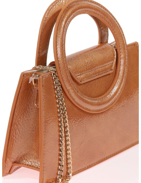 Mini bolso tote de fiesta acharolado cuero