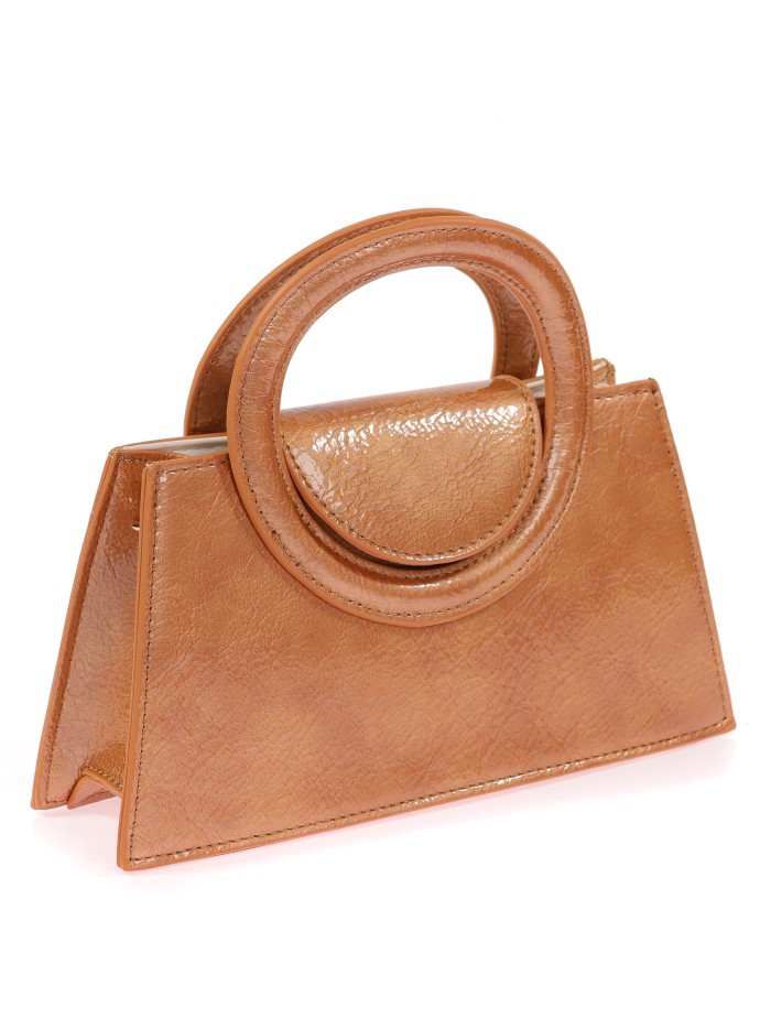 Mini bolso tote de fiesta acharolado cuero