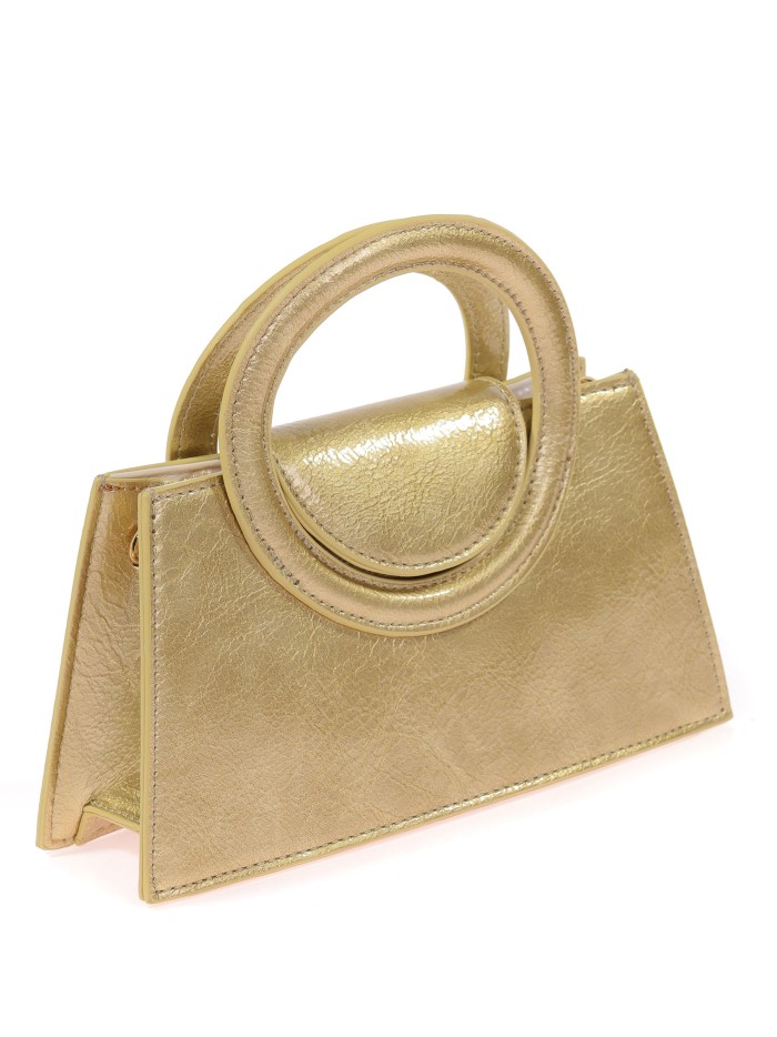 Mini bolso tote de fiesta acharolado oro