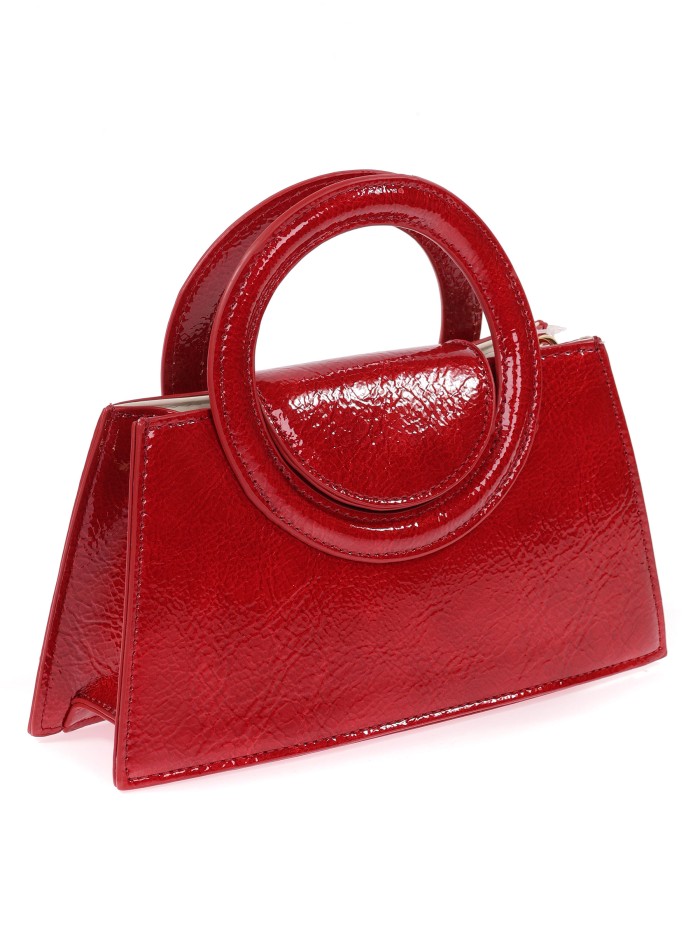Mini bolso tote de fiesta acharolado rojo-oscuro
