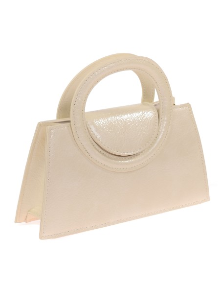 Mini bolso tote de fiesta acharolado beige