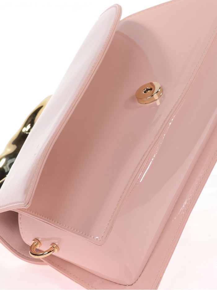 Mini bolso tote de fiesta acharolado nude