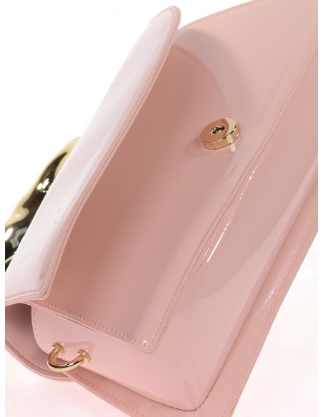 Mini bolso tote de fiesta acharolado nude