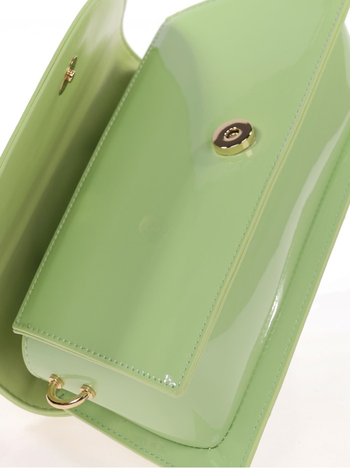 Mini bolso tote de fiesta acharolado verde-claro