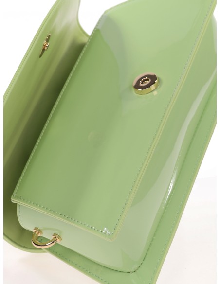 Mini bolso tote de fiesta acharolado verde-claro