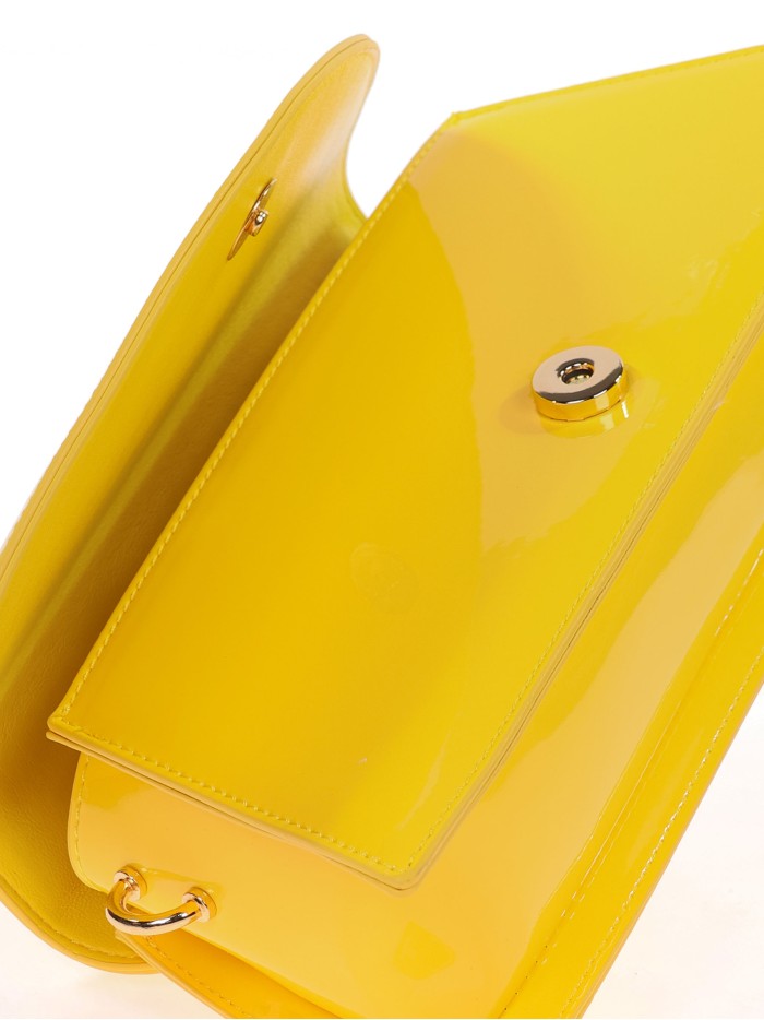 Mini bolso tote de fiesta acharolado amarillo