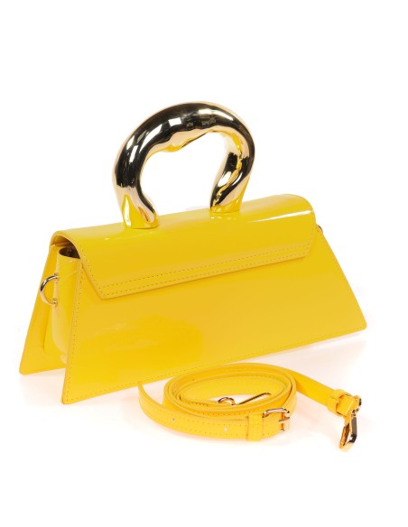 Mini bolso tote de fiesta acharolado amarillo
