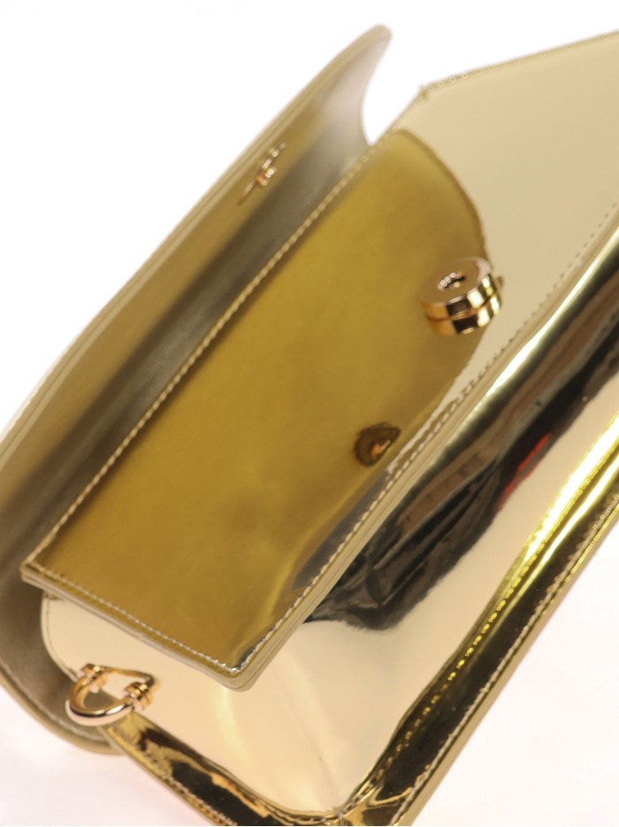 Mini bolso tote de fiesta acharolado oro-claro