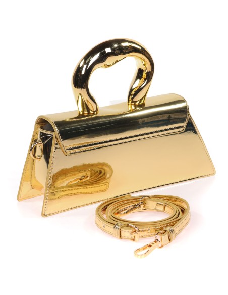 Mini bolso tote de fiesta acharolado oro-claro