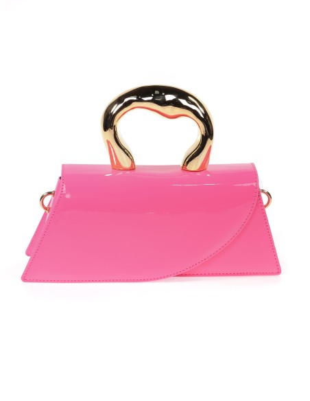 Mini bolso tote de fiesta acharolado fucsia