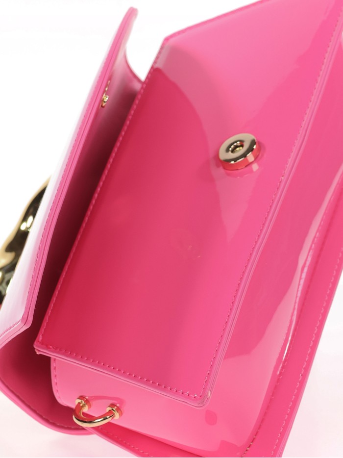 Mini bolso tote de fiesta acharolado fucsia