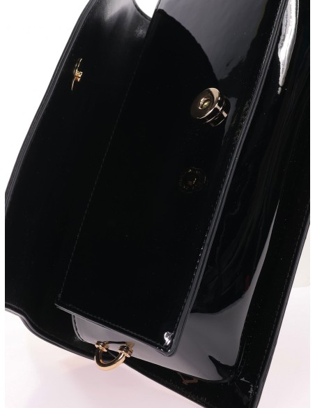 Mini bolso tote de fiesta acharolado negro