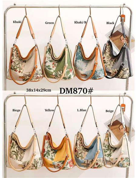 Bolso de hombro lino floral