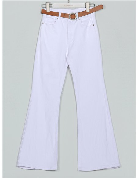 Jeans flare cinturón blanco (S-XXL)