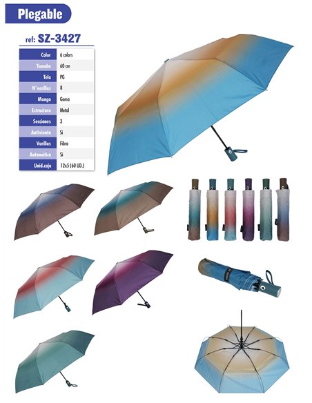 Paraguas plegable tie-dye automático antiviento