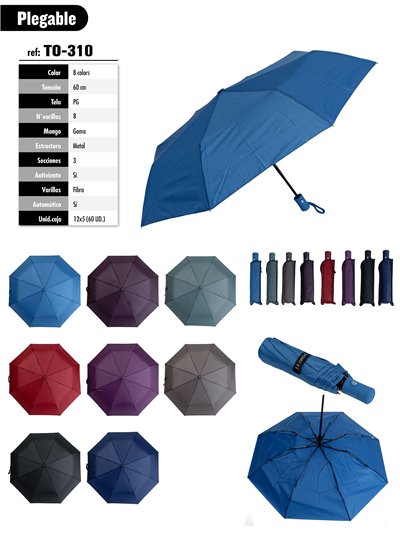 Paraguas plegable liso automático antiviento