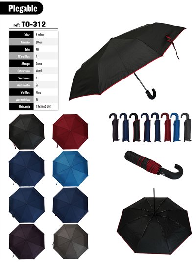 Paraguas plegable franja automático antiviento